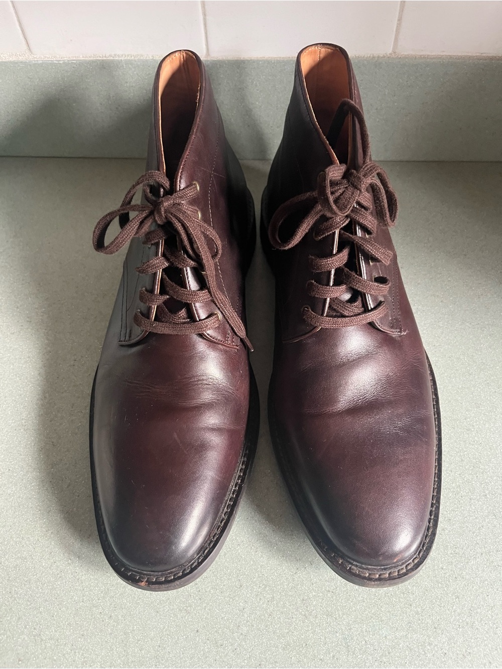 John W Nordstrom Men's Dark Brown Leather Chukka Boots - Classic Lace-Up Sz 13